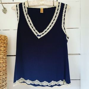 Banana Republic Nightie Tank  - Dark Blue with Lace - So cute! 😍